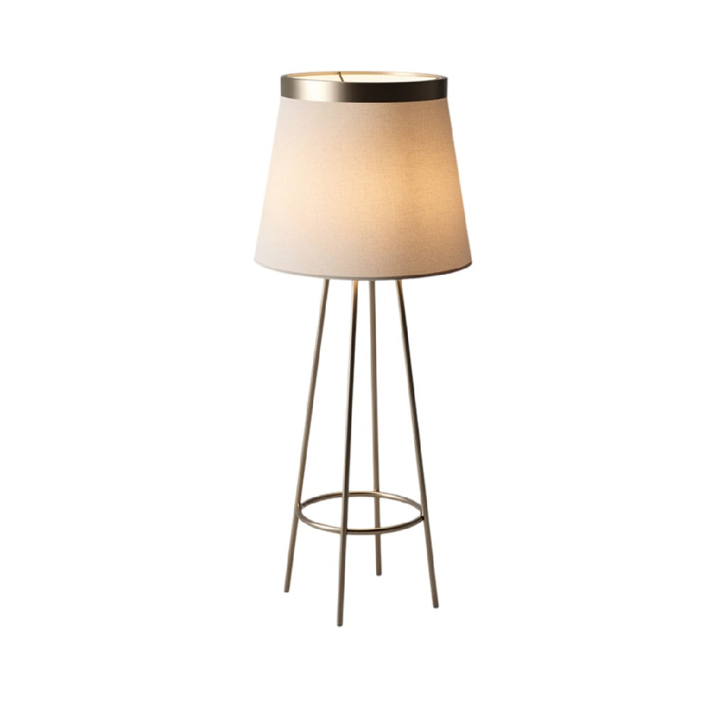 **Luminária de Pé Moderna com Abajur em Tecido e Base de Metal**
