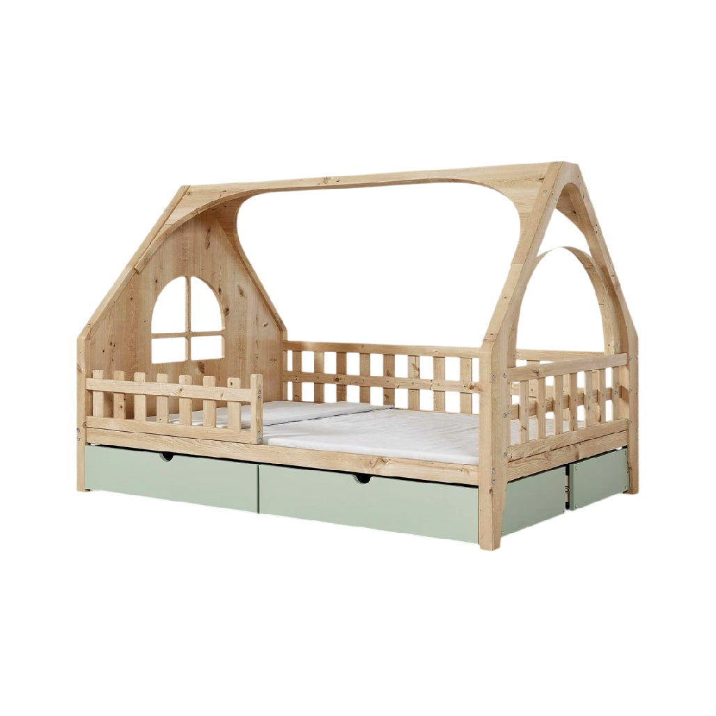 **Análise de Cama Infantil em Madeira com Estilo Casa e Armazenamento**