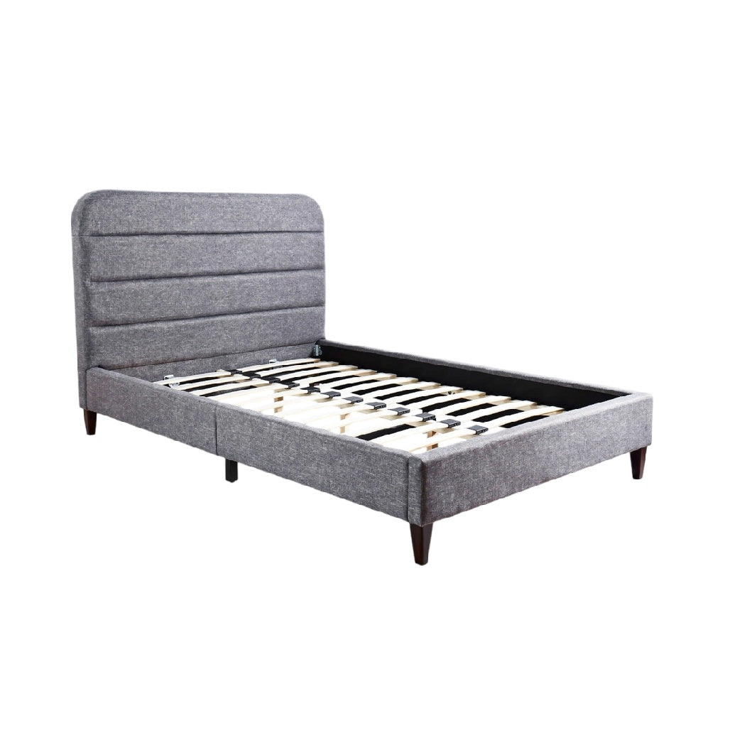 **Cama Box Estofada com Estrutura de Madeira e Design Moderno**